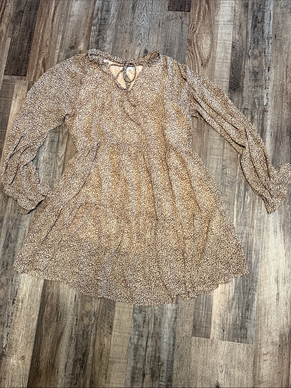 Newbury Kustom leopard print babydoll mini dress women’s size m - Picture 1 of 4